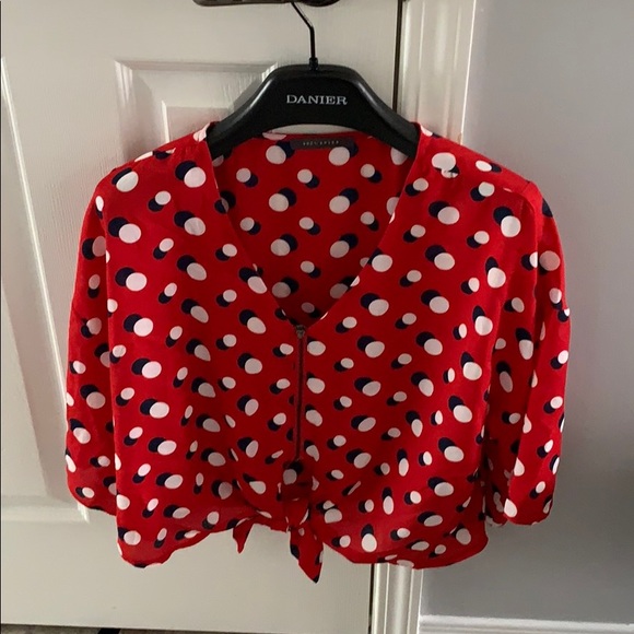Tops - Red and white boho style top.